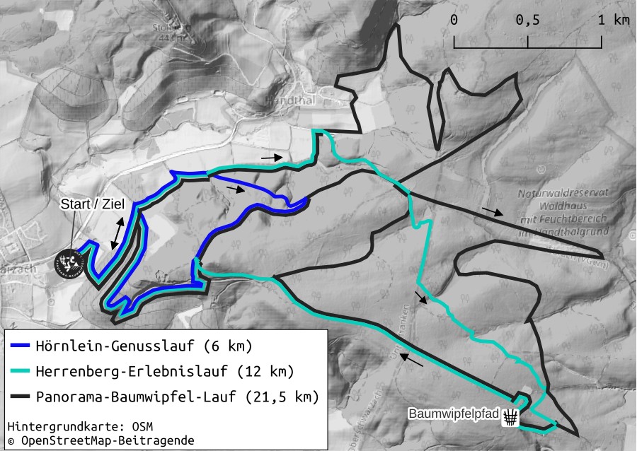 Streckenverlauf der drei Laeufe